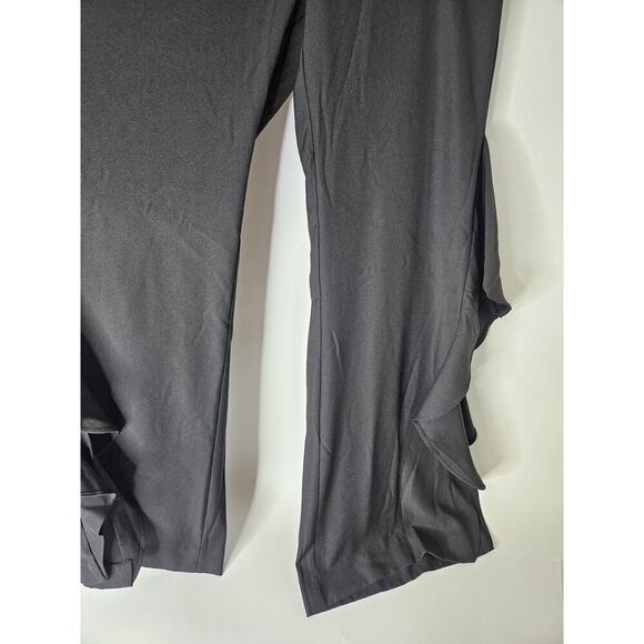 Venus Flowy Ruffle Flare Side Slit Pants Black Women’s Size 6 Beach Vacation - Picture 2 of 7